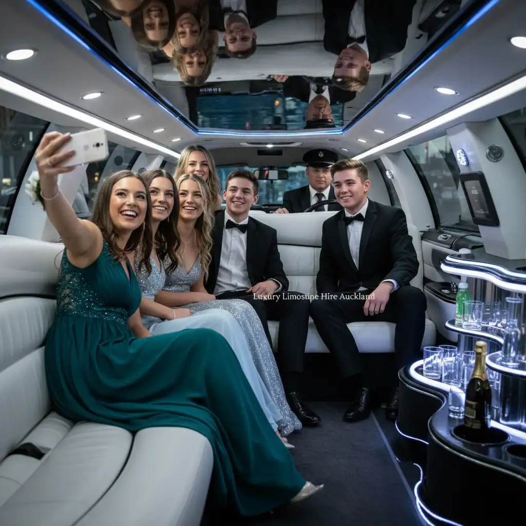 Students enjoying safe school ball transport in Auckland