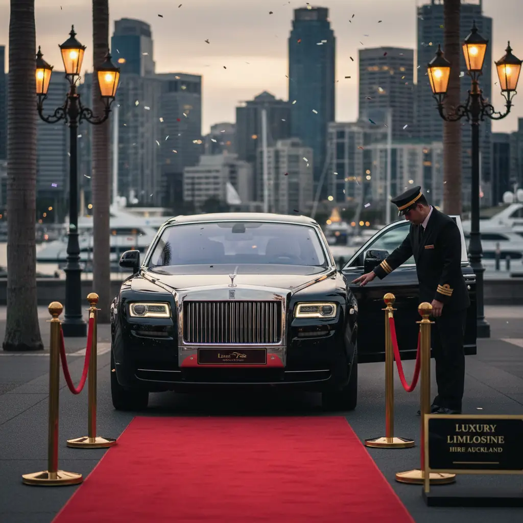 Professional chauffeur opening door of a quality affordable school ball limo Howick