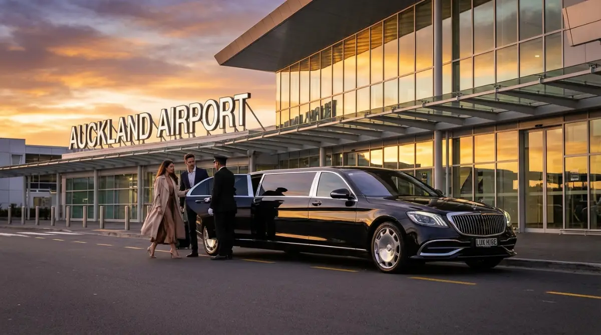 Luxury black limousine for Auckland Airport limousine transfers