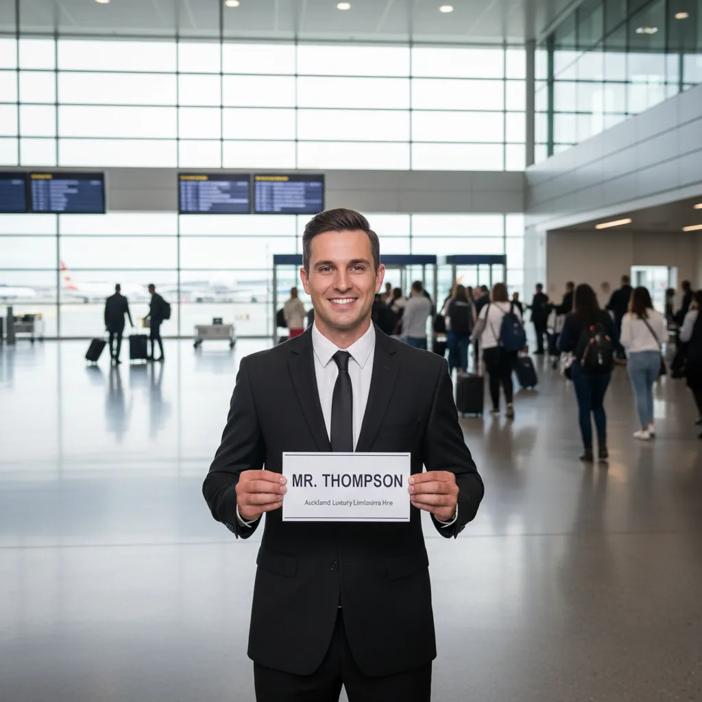 Chauffeur offering meet and greet service for Auckland Airport transfers