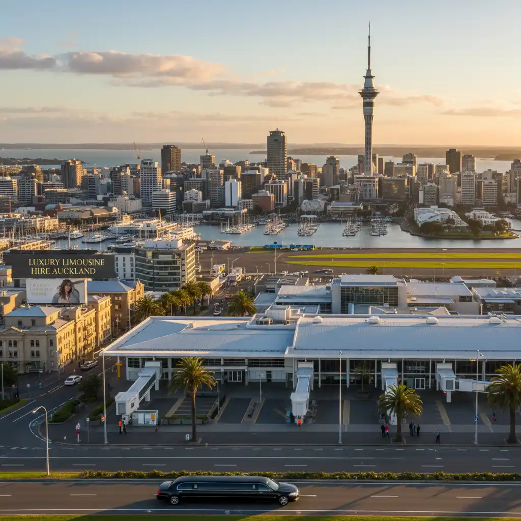 Auckland city skyline after a luxury limousine transfer