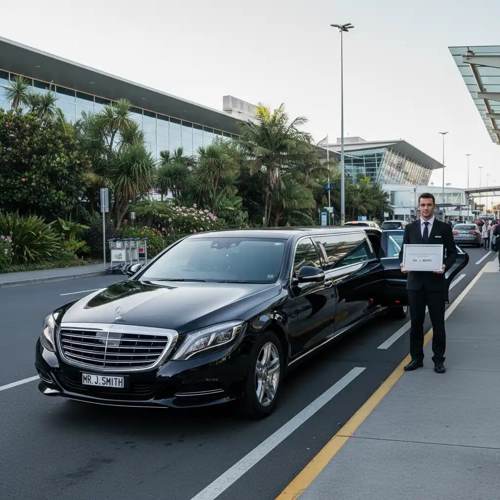 Luxury Limousine awaiting airport transfer to city Auckland Viaduct