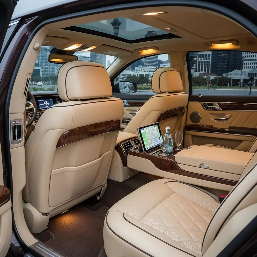 Luxury car interior for Auckland airport transfers