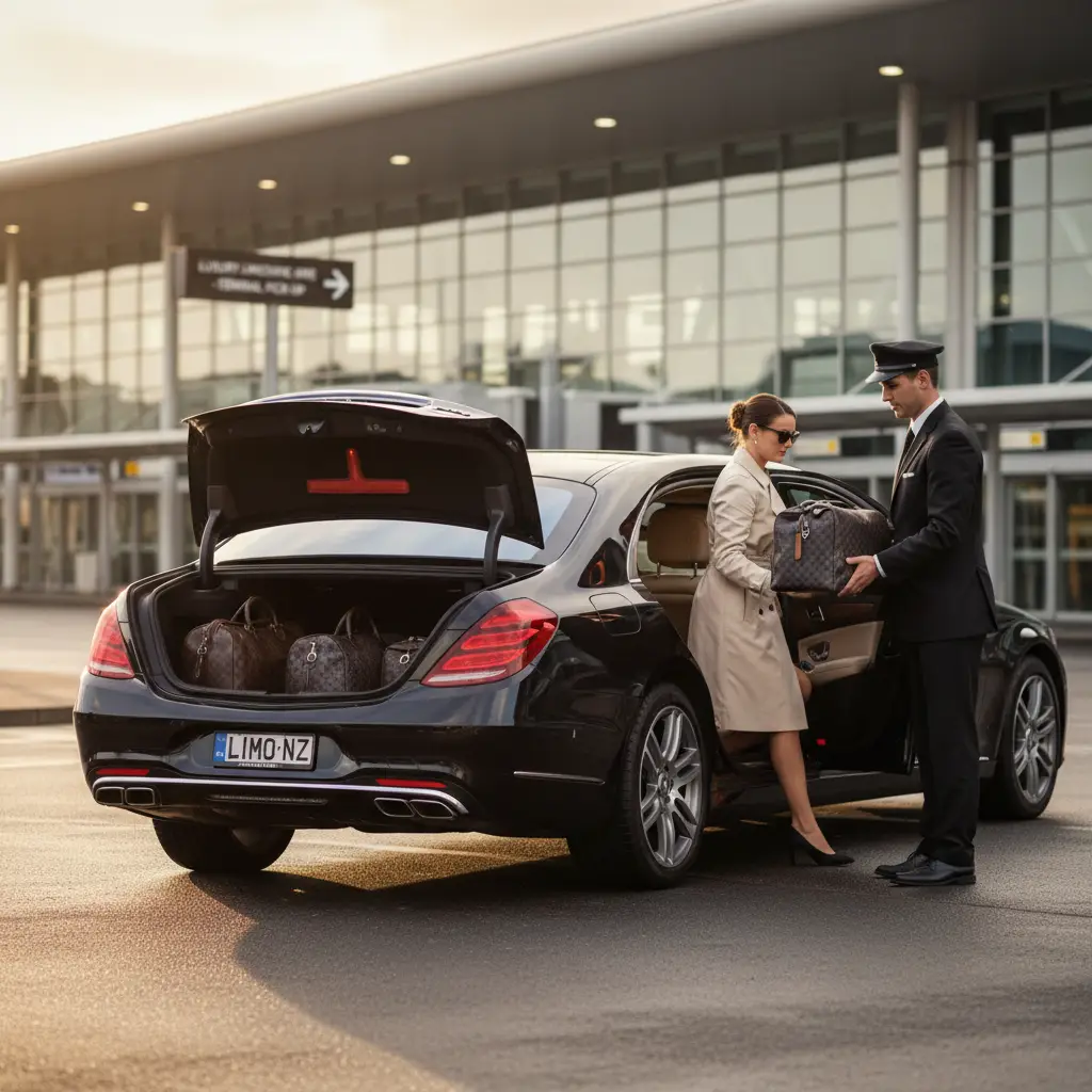 Chauffeur assisting with luggage after meet and greet service