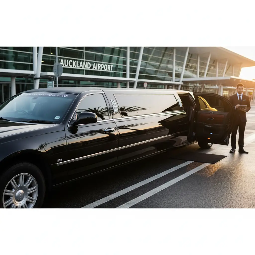 Luxury limousine awaiting passengers at Auckland Airport after meet and greet