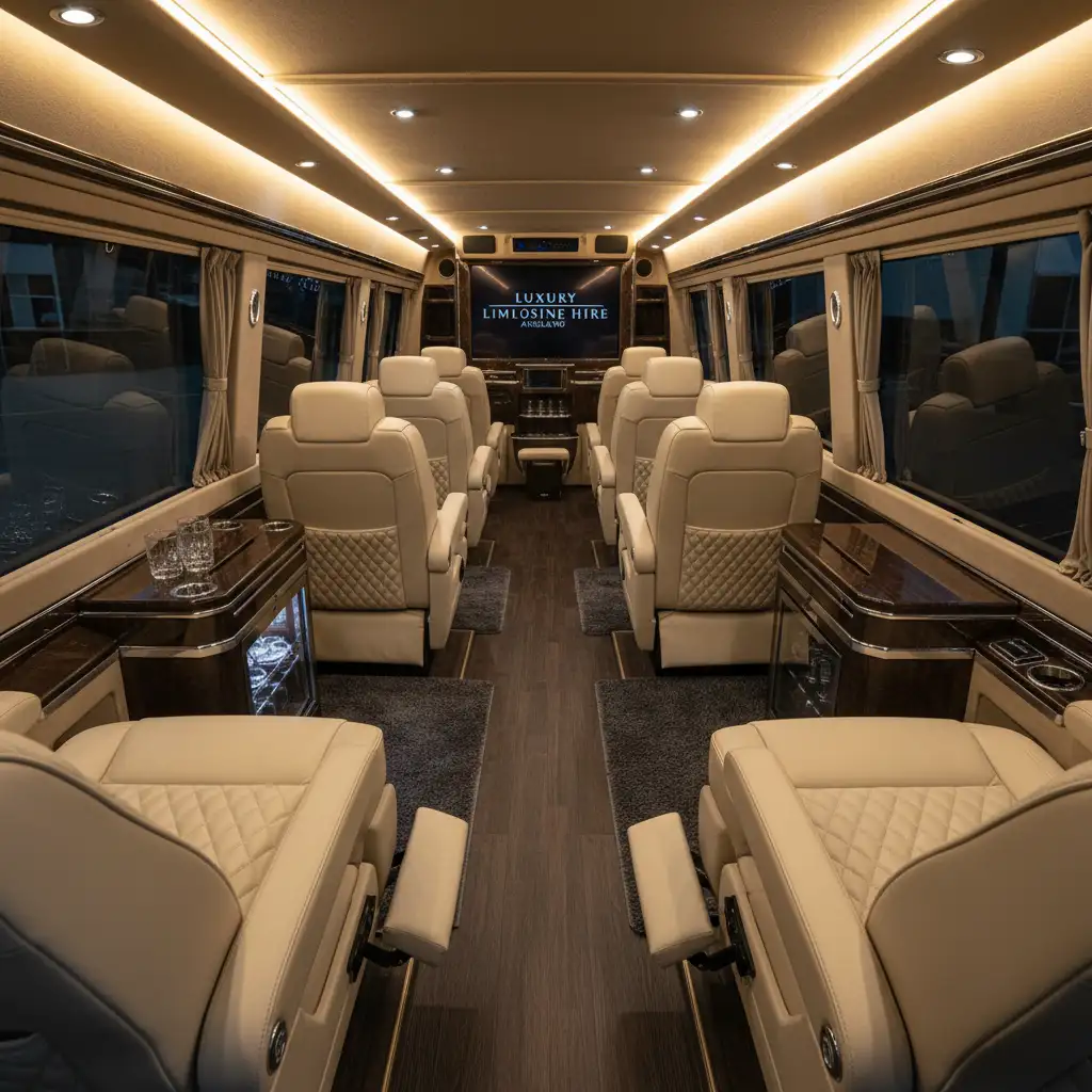 Interior of a luxury van for airport transfer in Auckland