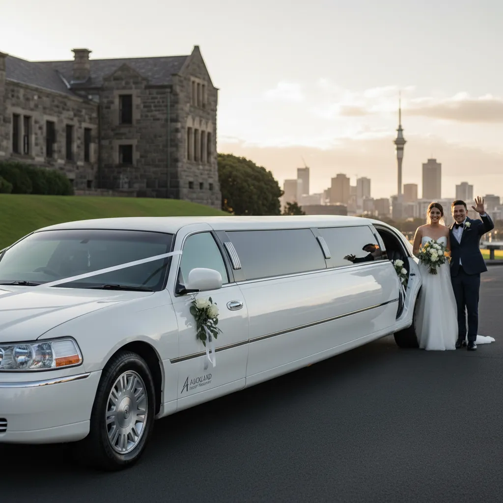 Luxury limousine for bridal party transport Auckland