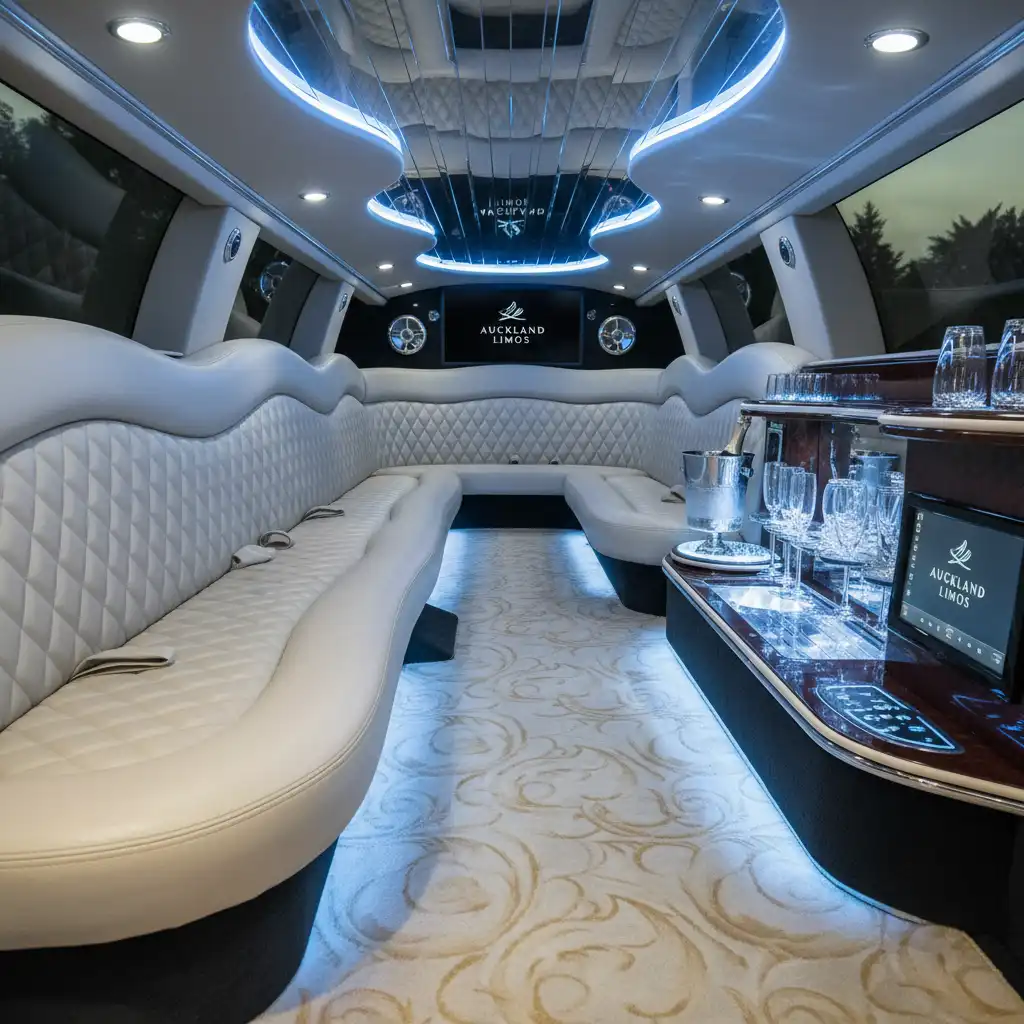 Luxurious interior of a limousine for premium event transport