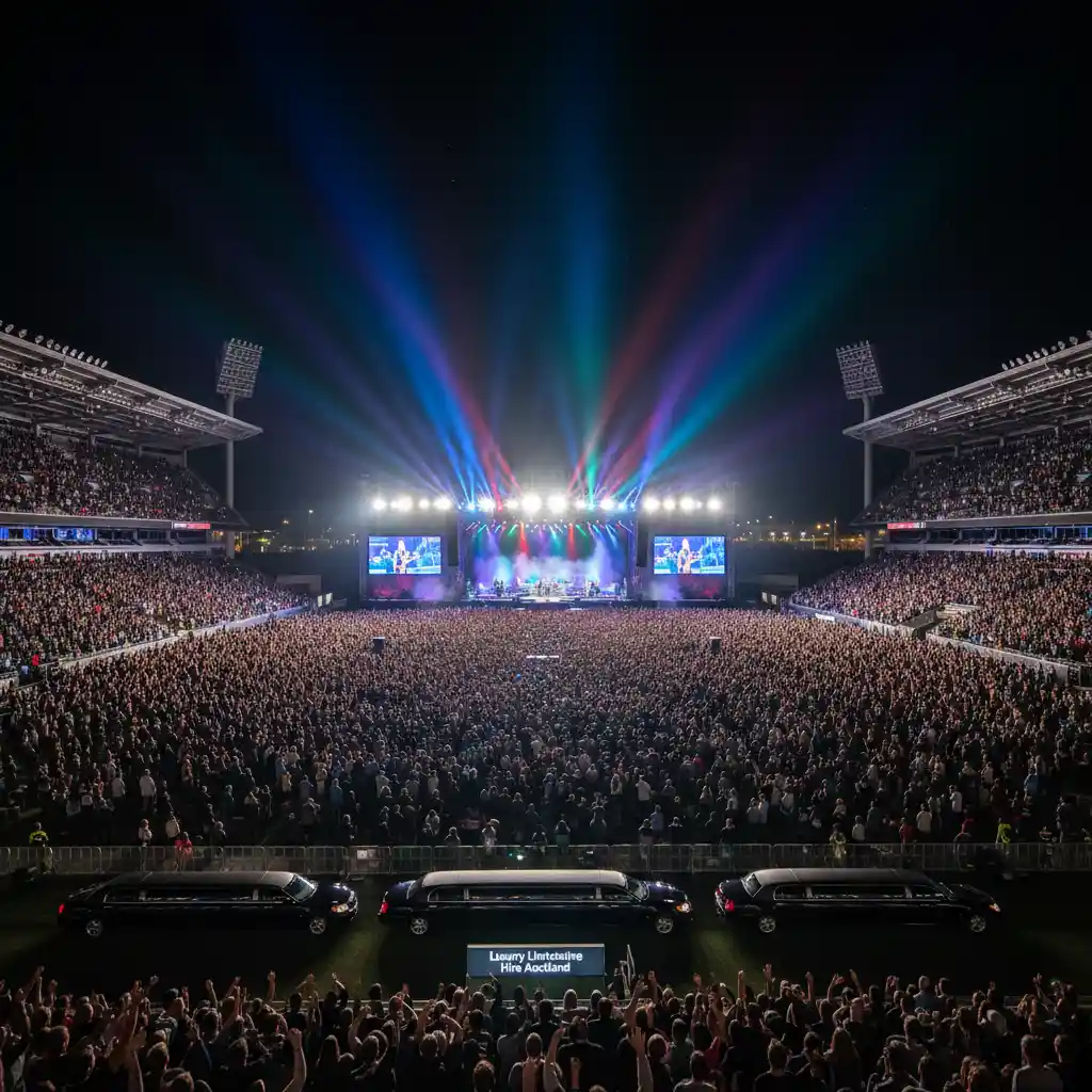 Mt Smart Stadium illuminated during a major concert event