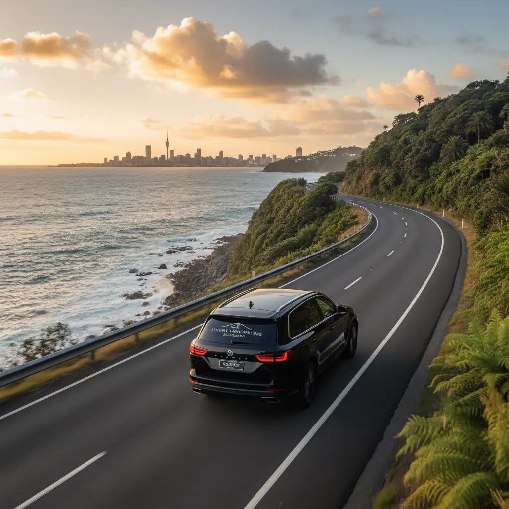 Luxury SUV driving on Auckland scenic route