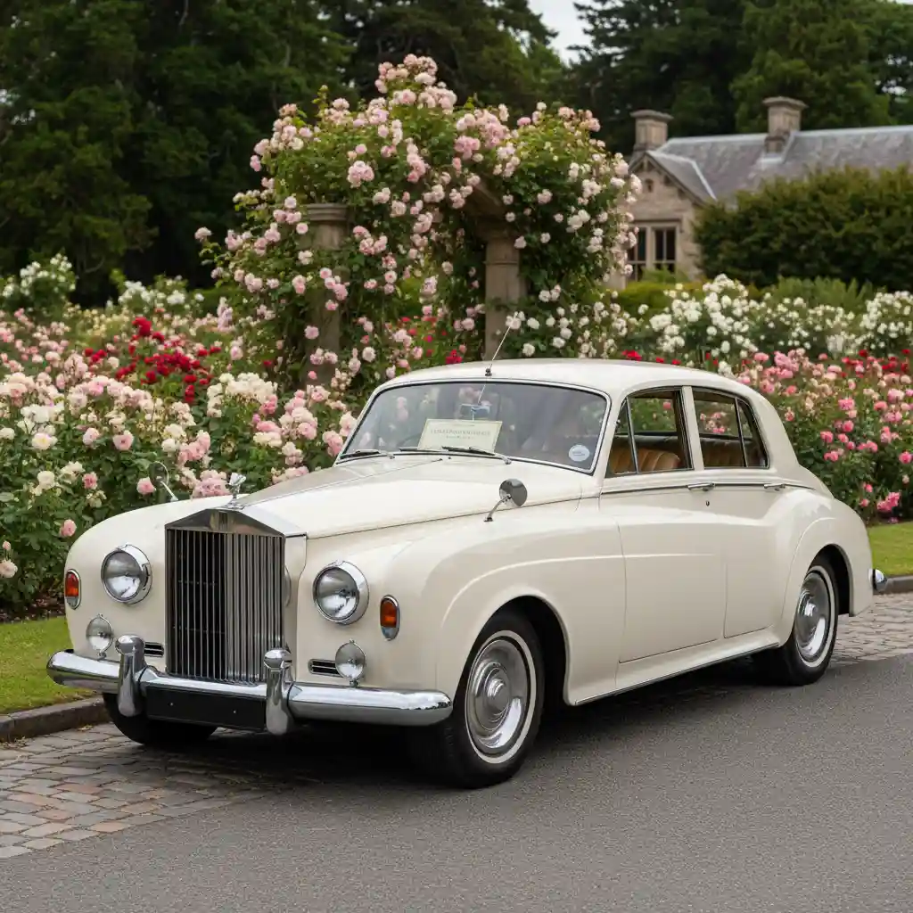 Cream vintage Rolls-Royce wedding car in Auckland