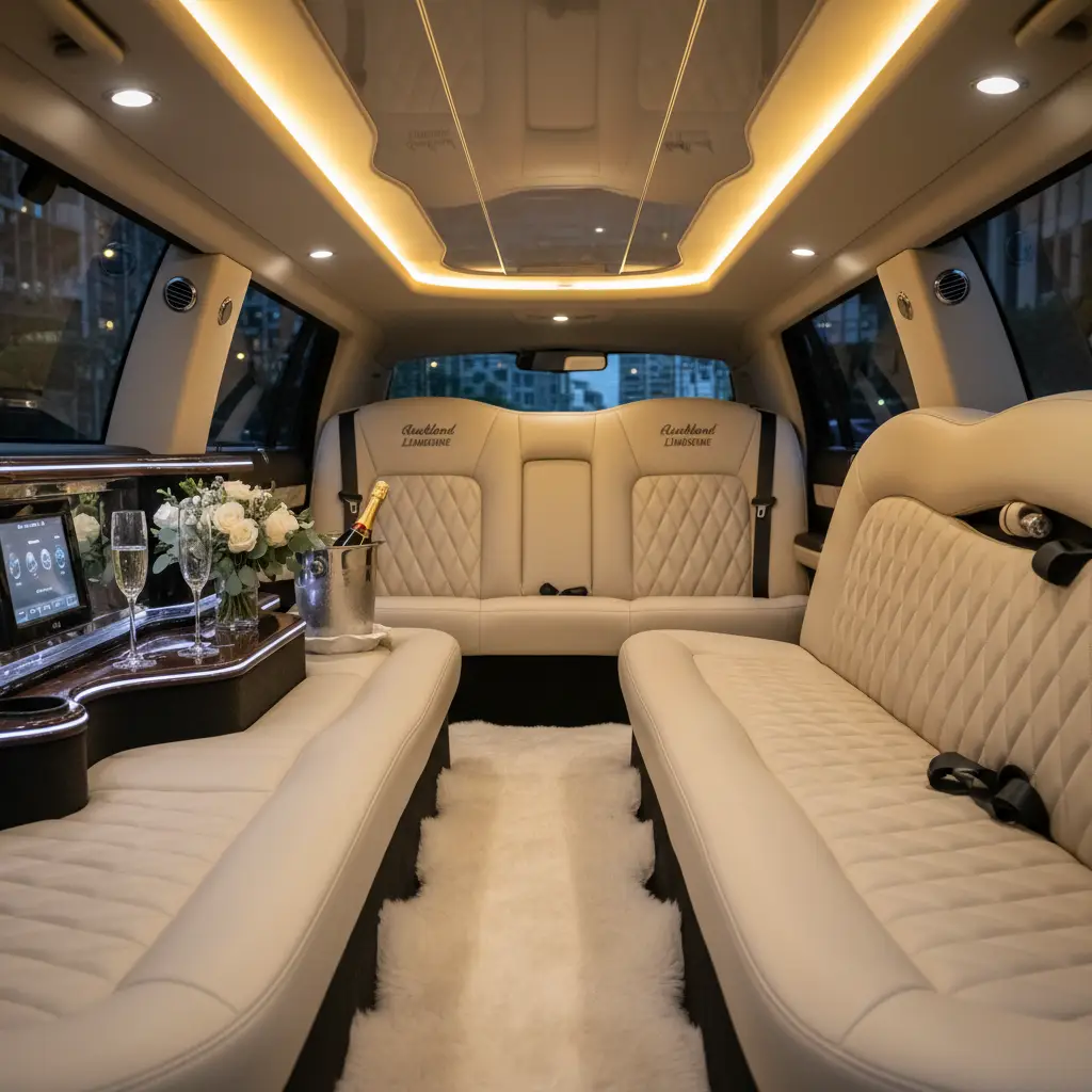 Luxury limousine interior Pakuranga wedding