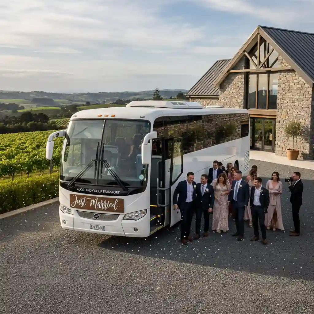 Luxury wedding bus hire Auckland for elegant events