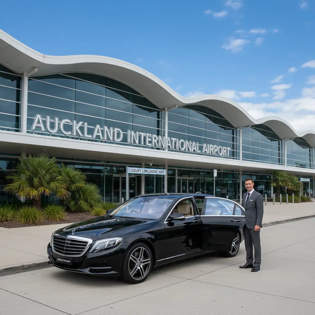 Luxury executive airport transfer vehicle at Auckland Airport