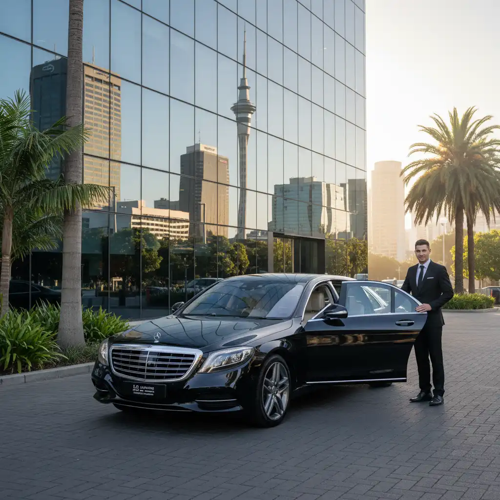 Luxury Mercedes-Benz car awaiting executive for meetings in Auckland
