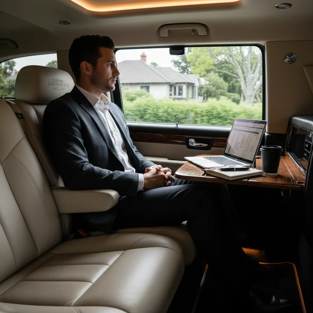 Luxury limousine interior for Auckland business travel