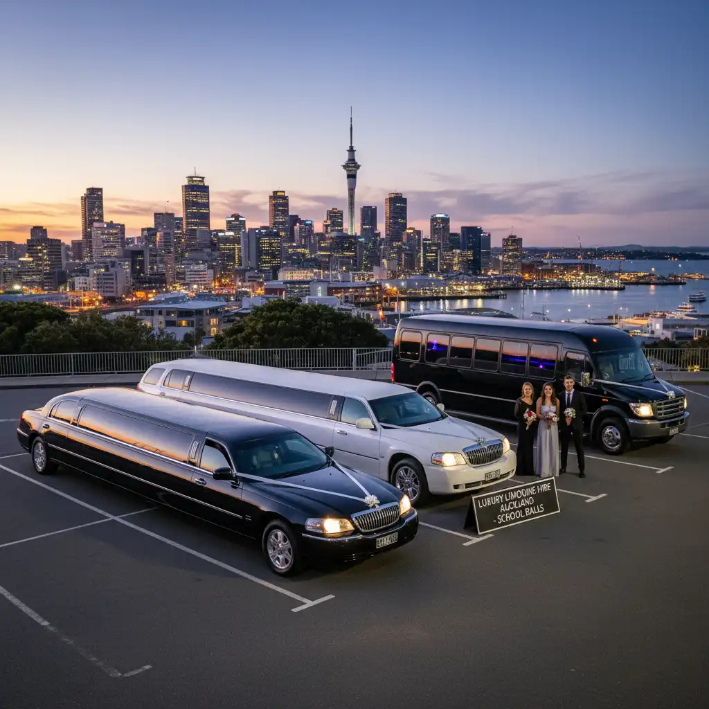Diverse fleet of luxury limousines for school ball hire Auckland